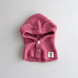 New Baby Knitted Hooded Scarf Warm Solid One