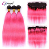 Elfriede 1BPink Straight Ombre Colored Hair Bundles with