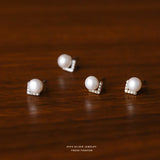 999 Sterling Silver V-shaped Inlaid Zircon Natural Pearls