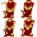 African 24K Gold Color Coins Necklace Bracelet Sets