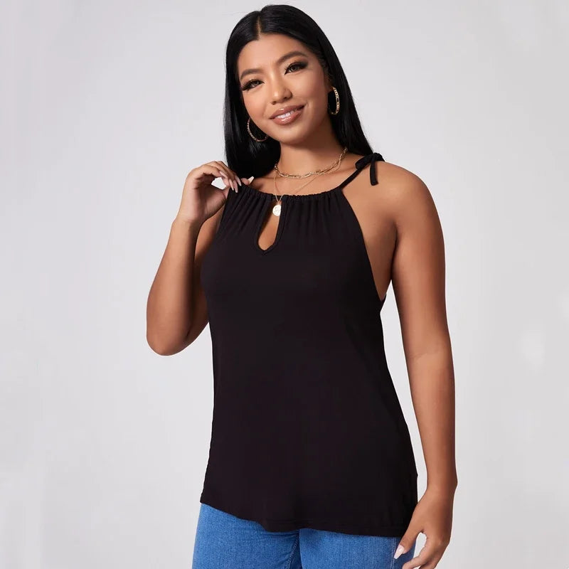 Plus Size Sexy Hater Neck Summer Casual Top