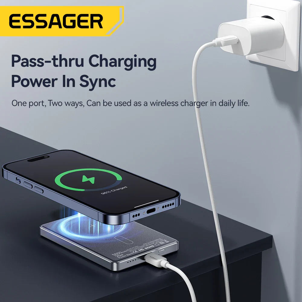 Essager Thin Wireless Power Bank 5000mAh Fast Charge