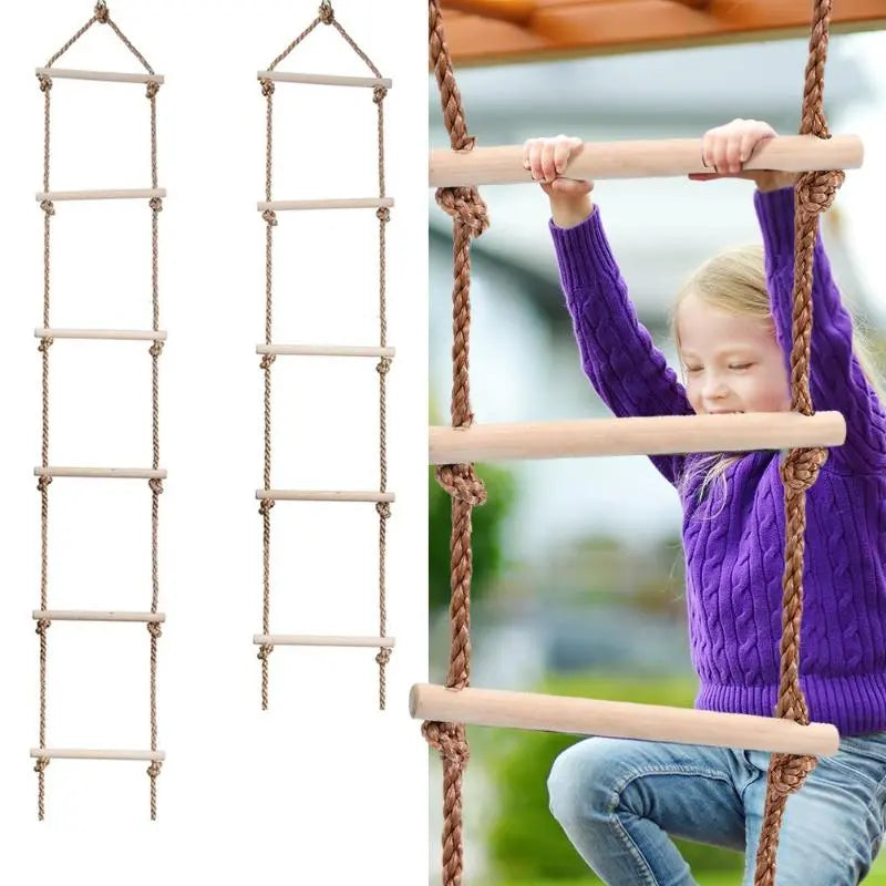 Kids Fitness Toy Wooden Rope Ladder Multi Rungs