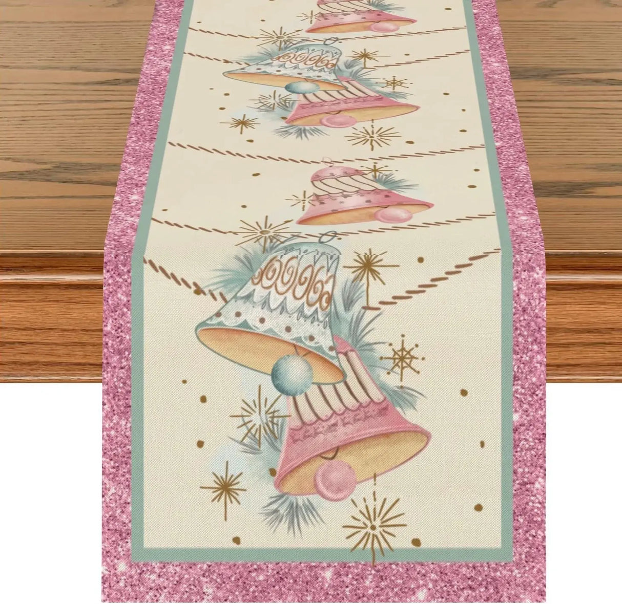 Pink Santa Claus Theme Decoration Kitchen Table Rectangular