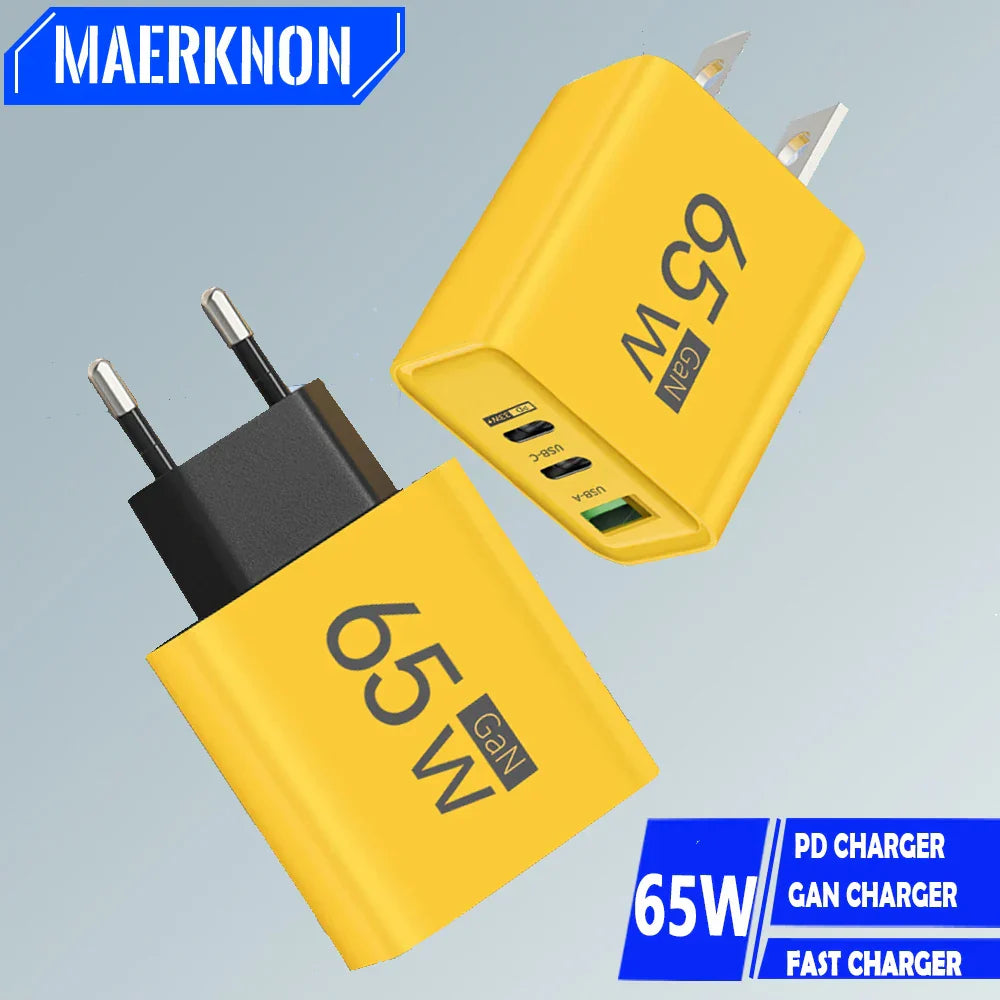 65W 3 Ports GaN USB PD Charger Fast
