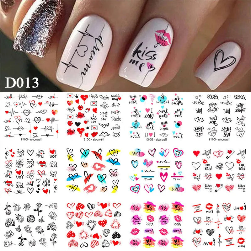 12 Designs Nail Stickers Set Mixed Floral Geometric