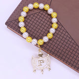 Stylish Stretch Elastic White Yellow Pearl Beads College