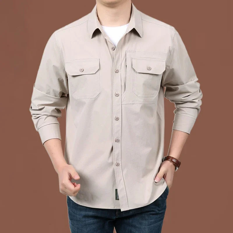 Plain Shirt New Spring Autumn Men's Cargo Hiking