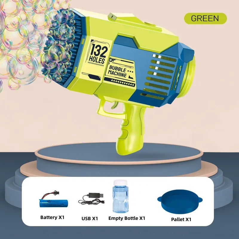 132Hole Rocket Luminous Bubble Gun Gatling Electric Soap