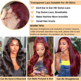 99j Burgundy Lace Front Human Hair Wig 13x4