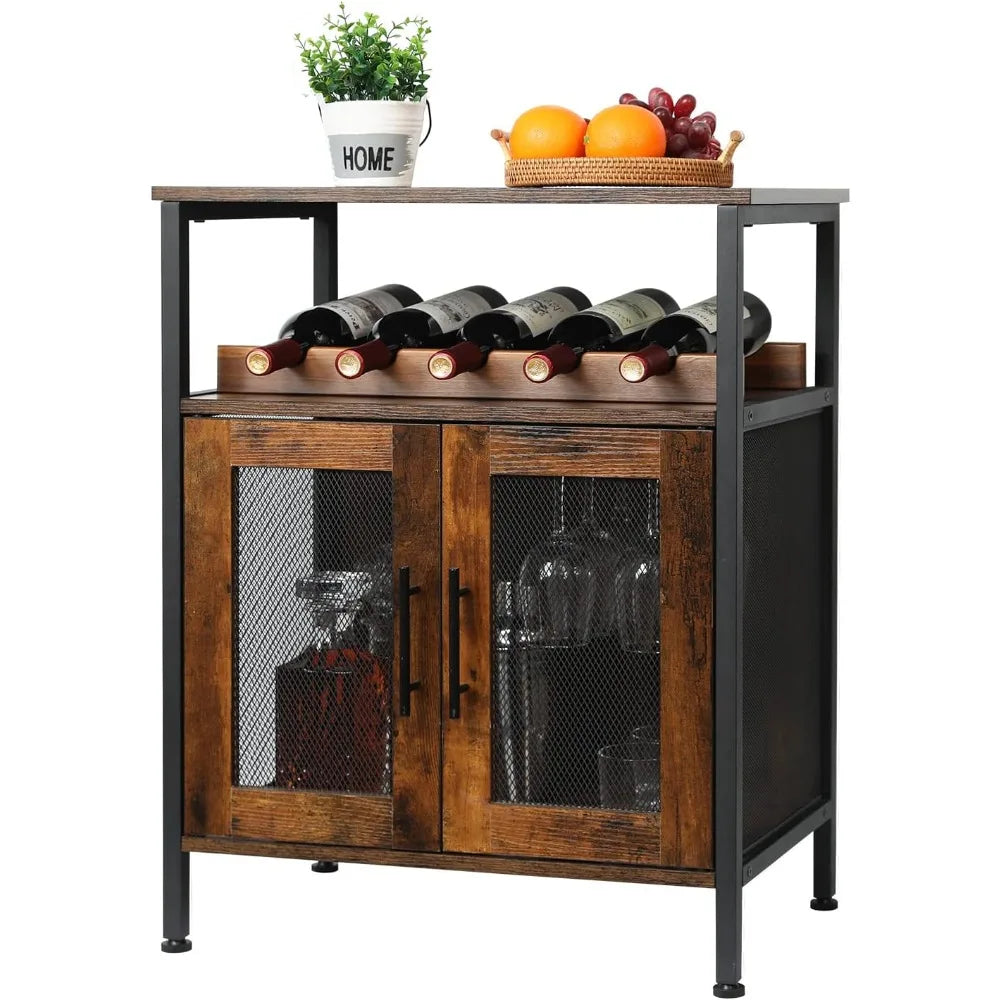 Wine Bar Rack Cabinet with Detachable Wine Rack