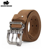 BISONDENIM Luxury Designer Belts for Men Vintage Spilt