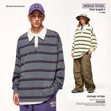 INFLATION Cityboy Striped Oversized Rugby T-Shirt Unisex Harajuku