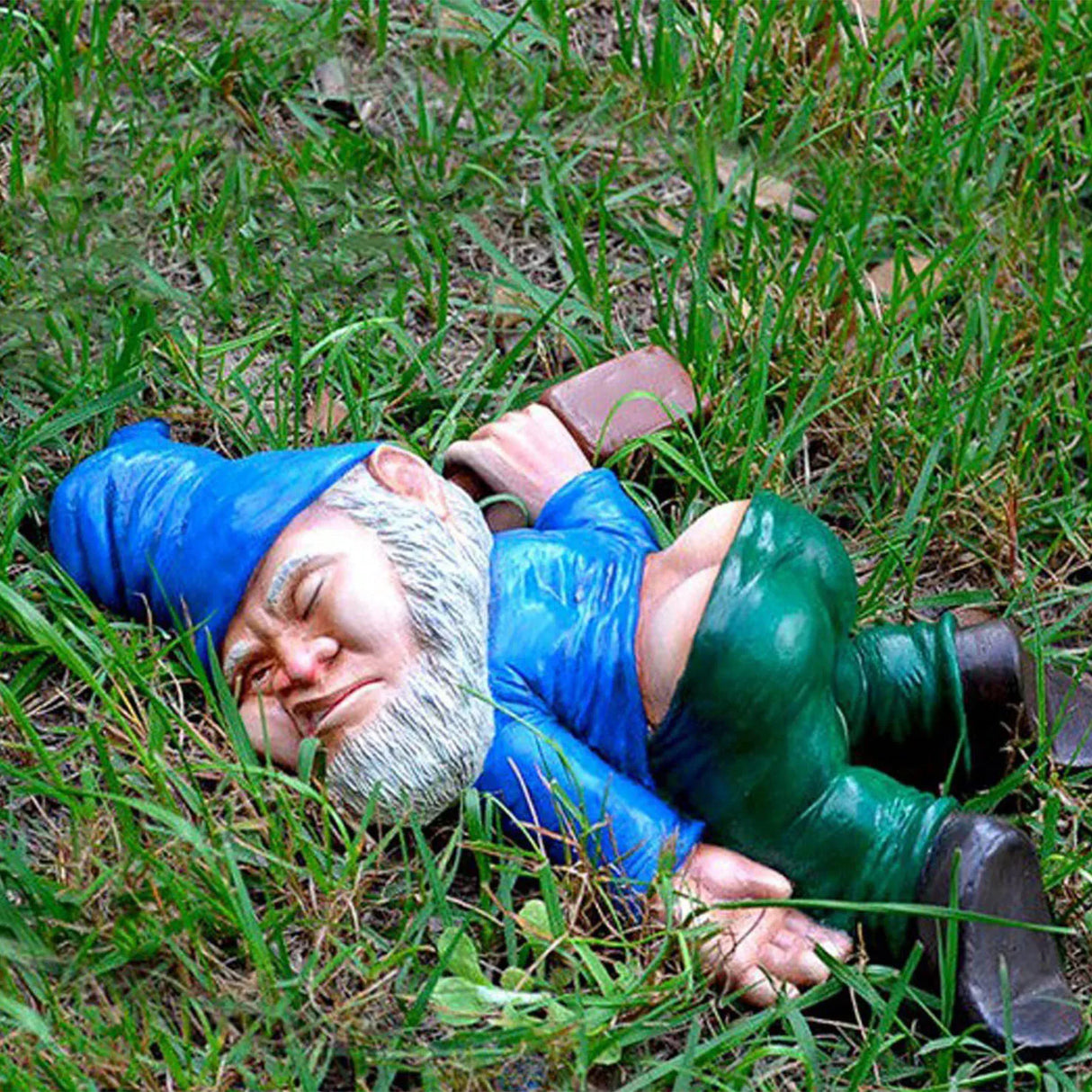 12cm Blue Red Dwarf lying Drunk Gnome Statues