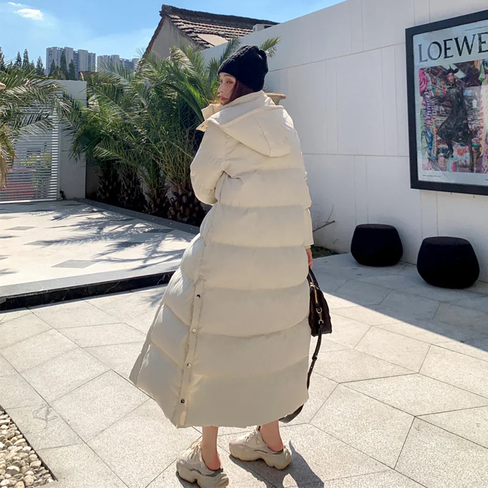 Women X-long Hoodie Down Coat Cotton Padded 2022