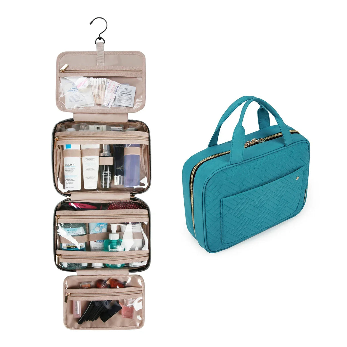 BAGSMART Makeup Cosmetic Bag with Hanging Hook Water-resistant
