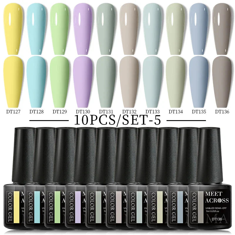 10Pcs Nude Glitter Gel Nail Polish Set Purple