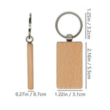 20 Pieces Blank Wooden Keychain Rectangular Key ID