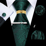 Barry.Wang Silk Mens Tie Hanky Cufflinks Clip Brooch