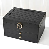 Rhombic threelayer drawertype lock jewelry storage box necklace