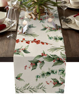 Modern Elegant Table Runner Eucalyptus Berries Robin Table