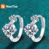 NeeTim Full Moissanite Hoop Earrings 925 Sterling Silver