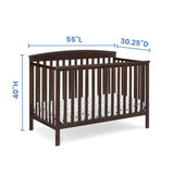 Children Hanover 6-in-1 Convertible Baby Crib, Walnut Espresso/Bianca