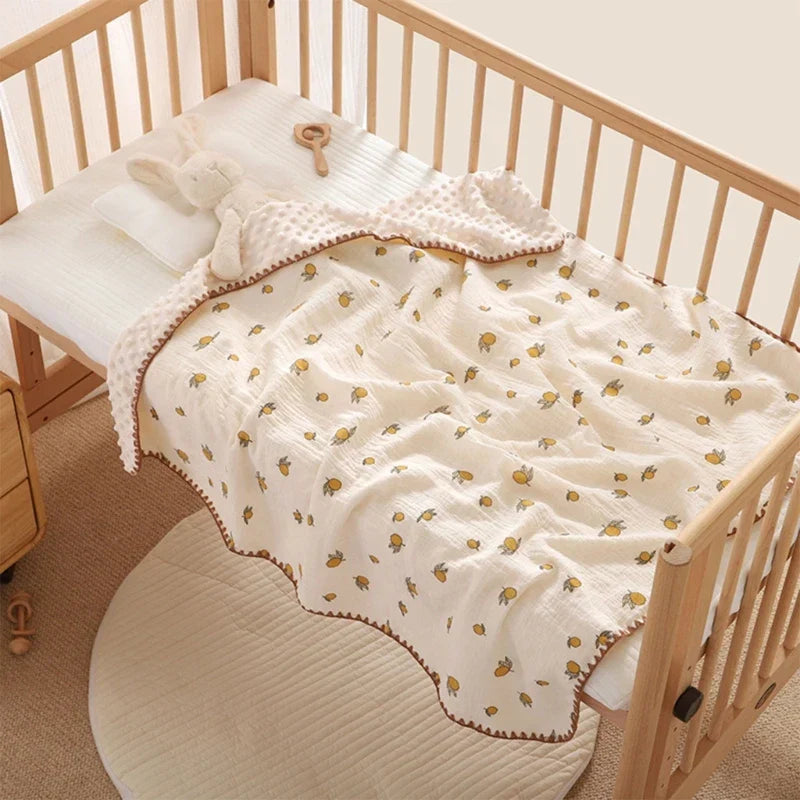 3D Minky Dot Baby Blanket Newborn Cotton Gauze