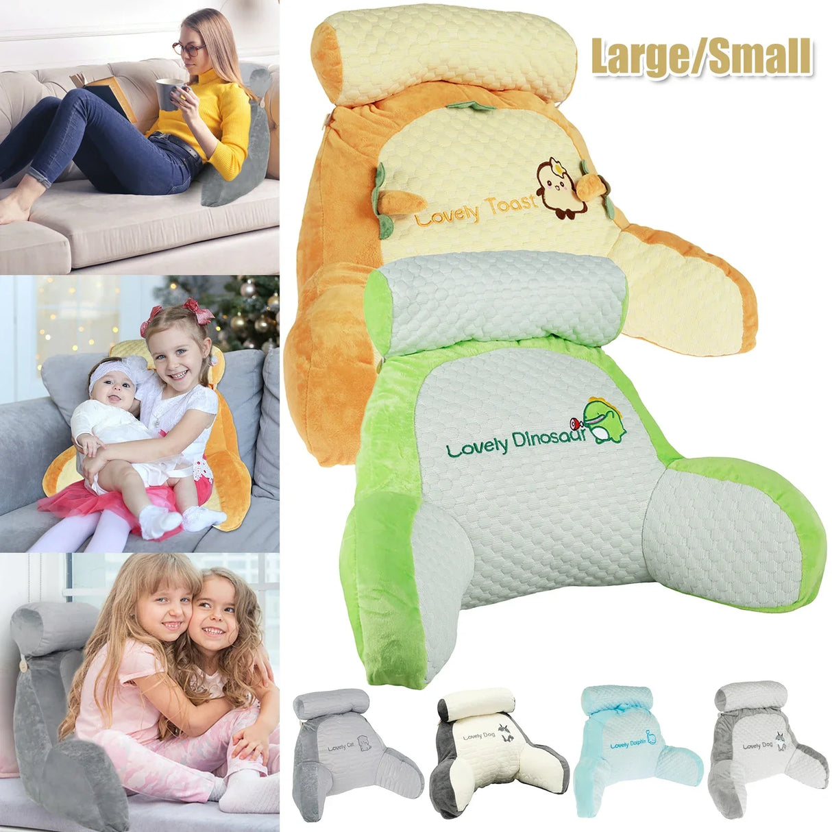 All Season Reading Pillow Comfortable Soft Detachable Lumbar