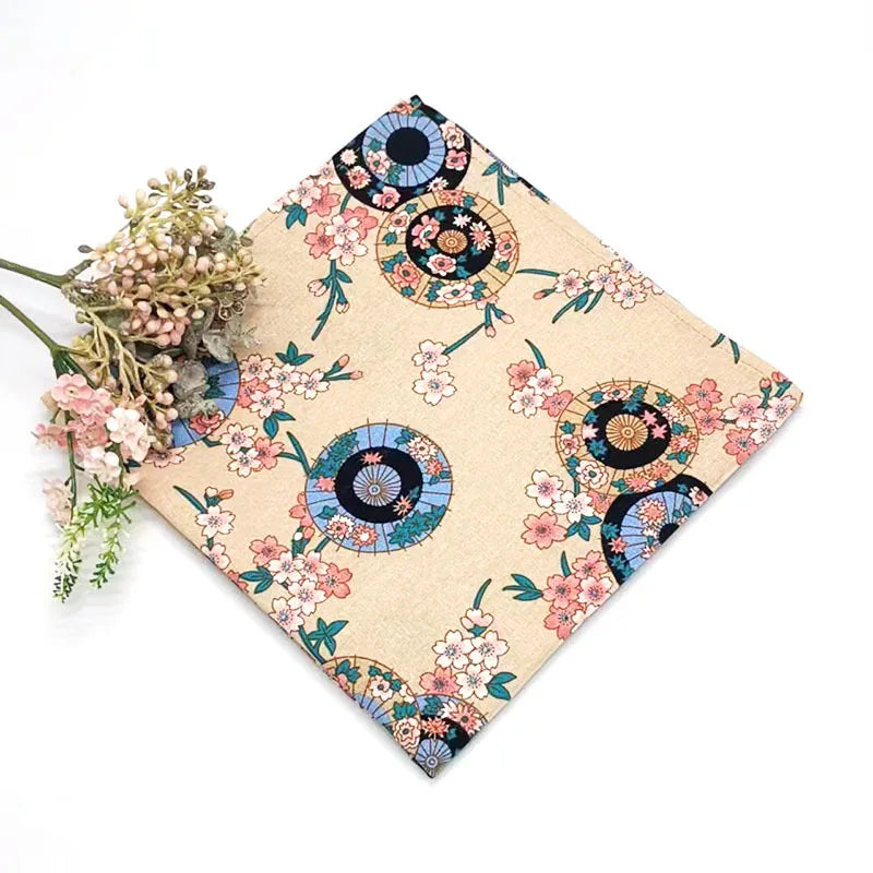 70x7090x90cm Japanese Handkerchief Furoshiki Double Side Floral Print