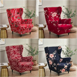 Christmas Theme Wing Chair Cover Stretch Spandex Armchair