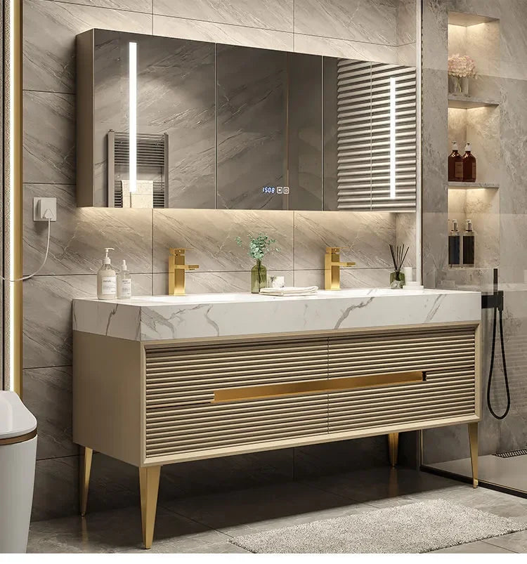 Light Luxury Bathroom Cabinet Rock Plate Washstand Modern