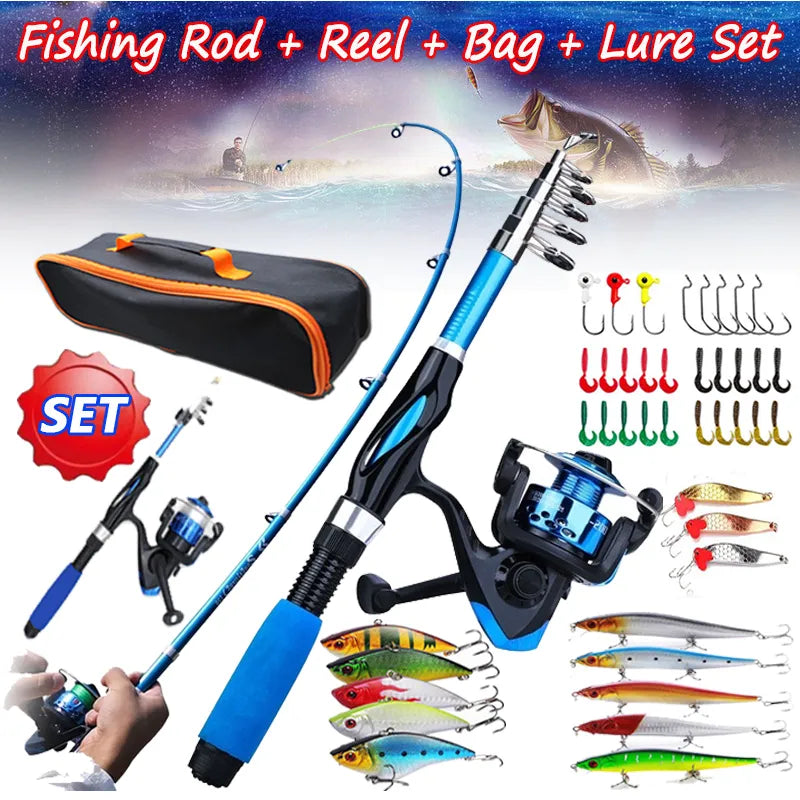 Fishing Rod Full Kits 1.2M Telescopic Sea Spinning