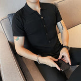 Premium Diamond Plaid Jacquard Knitted POLO Shirt Men's