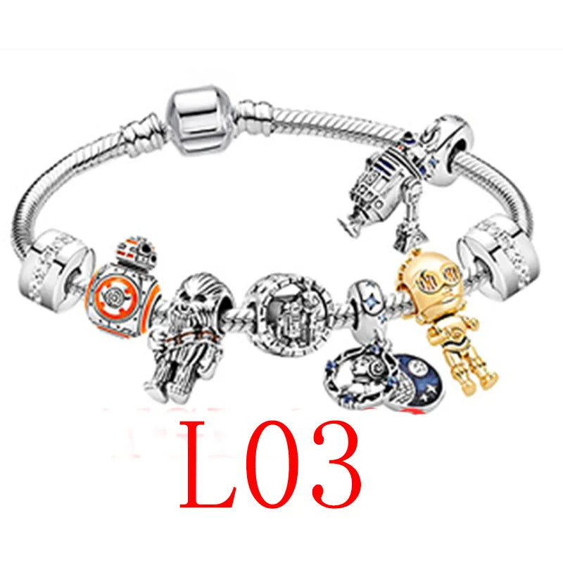 Cute Enamel Disney Princess Dress Charms Bracelet Women