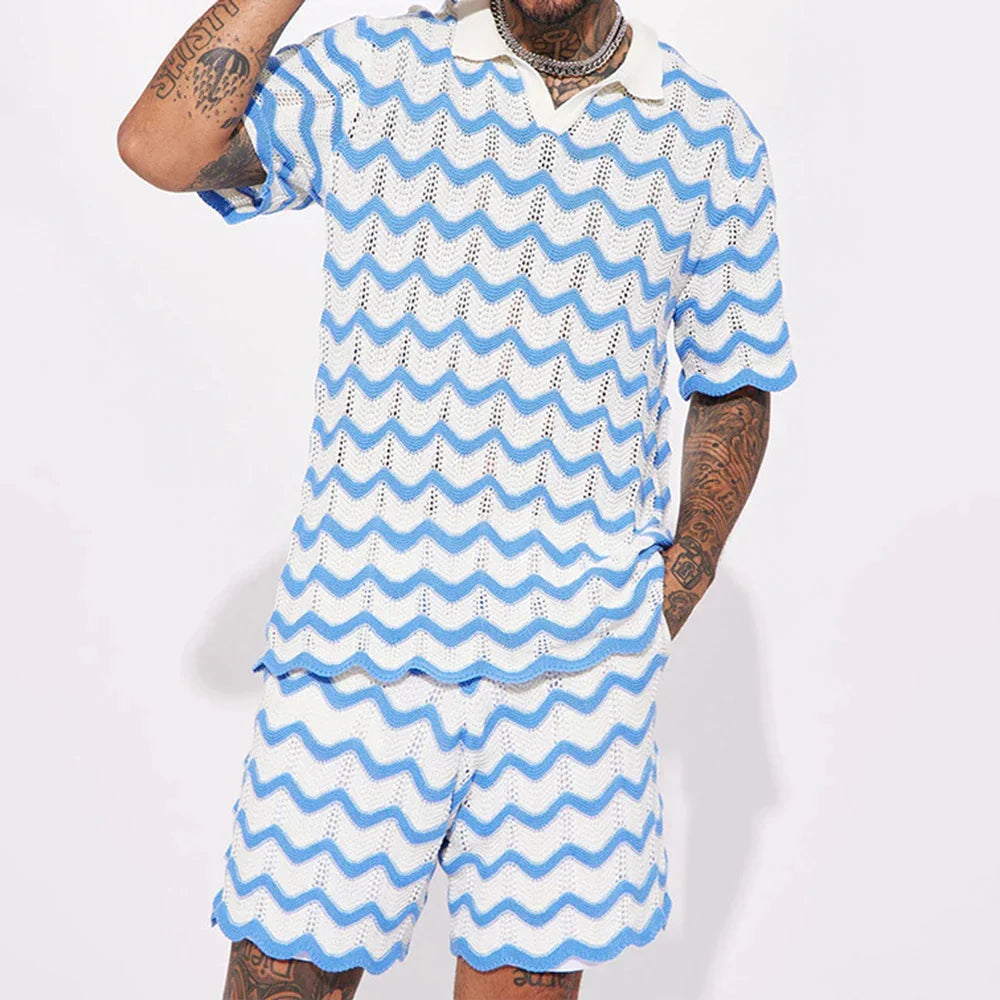 2024 Summer New Casual Suit Men's Streetwear Contrasting