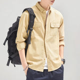 HIQOR New Mens Vintage Shirt Male Lone Sleeve