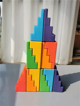 Big size Wooden Blocks Lime Rainbow Building Stacking