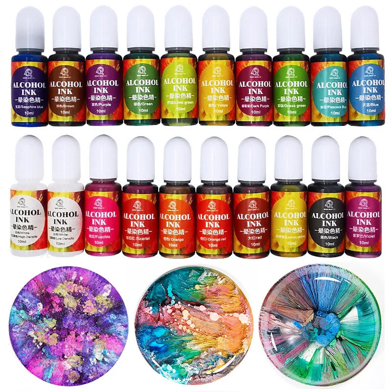 24Colors 10ml Alcohol Ink Set for AB Epoxy
