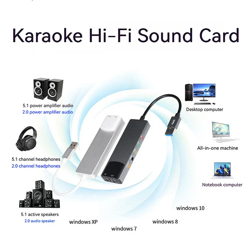 USB Sound Card Aluminium Alloy External Audio Converter