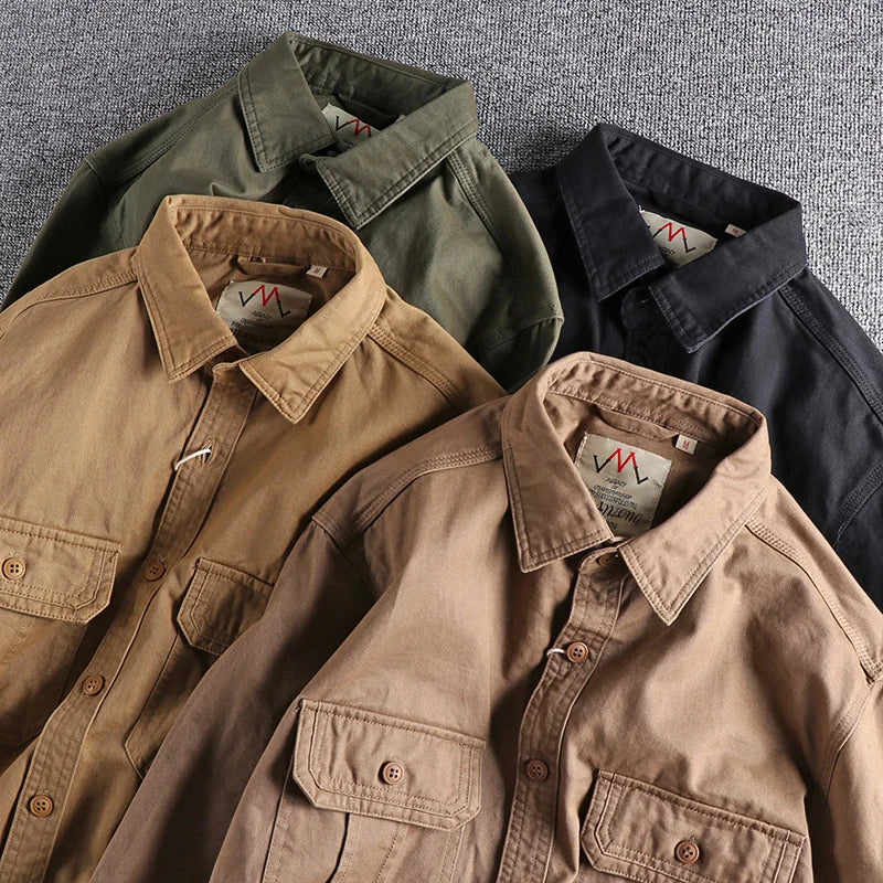 Fashion Wash n-style uniform long-sleeved shirt men's double