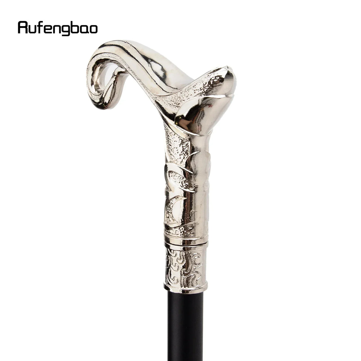 White Luxury Curve Line Type Walking Stick with