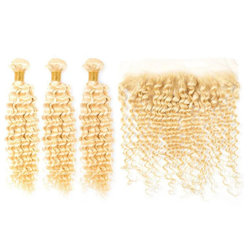 Elfriede #613 Blonde Deep Wave Bundles with Frontal
