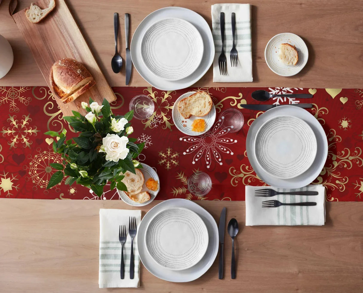 Christmas Snowflake Texture Linen Table Runners Wedding Decoration