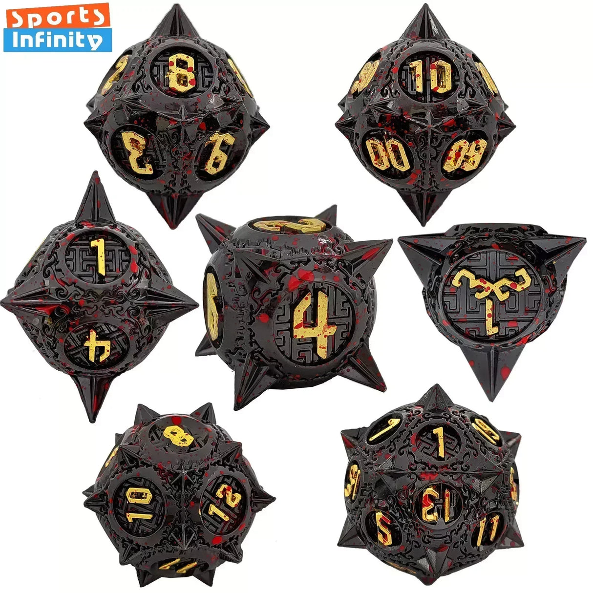 7pcs Solid Metal Dice Beautiful and Finely Crafted