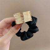 Elegant Metal Flower Hair Rope Ring Elastic Hair