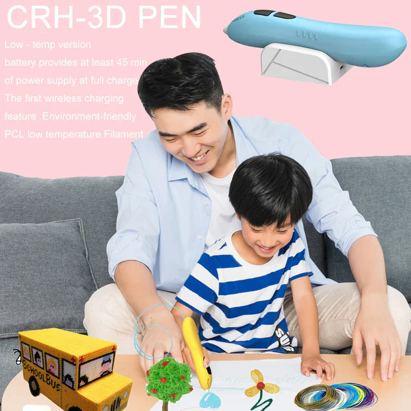 Kids' Safe 3D Printing Pen - Wireless, Low-Temperature,