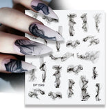 Purple Marble Nails Stickers Smoke Design Manicure Decals