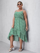 Plus Size Elegant Summer Sleeveless Ruffle Hem Party