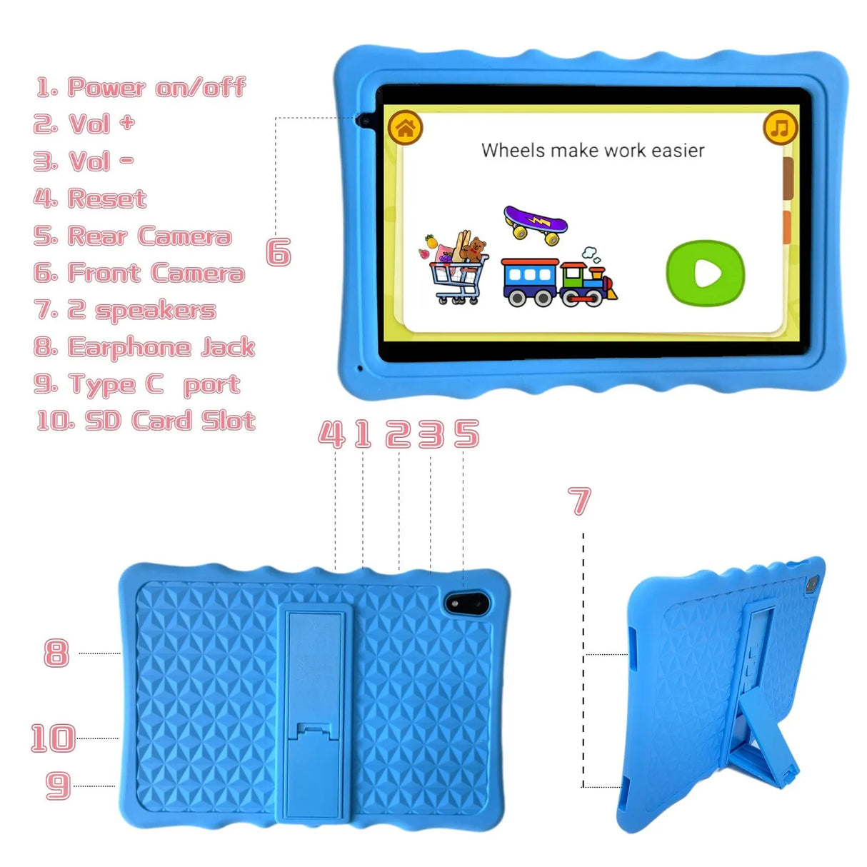 10.1inch Education Tablet Study Pad .Android11,64G HD Safety